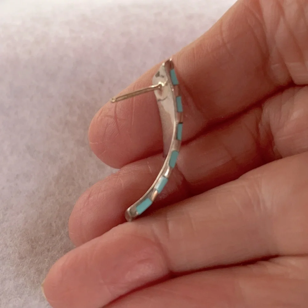 Turquoise & Sterling Earrings - Picture 5 of 5